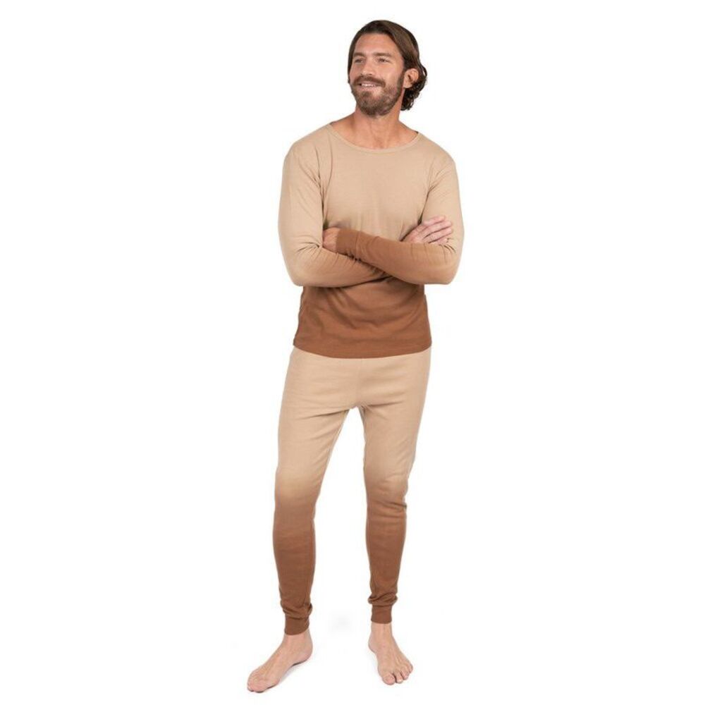 Leveret Mens Two Piece Cotton Pajamas Tie Dye Beige XL